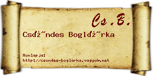 Csöndes Boglárka névjegykártya